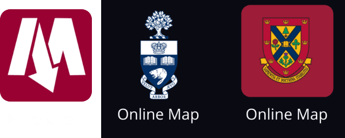 apps other universities offer: Mcmaaster, UofT, and Queen's map apps